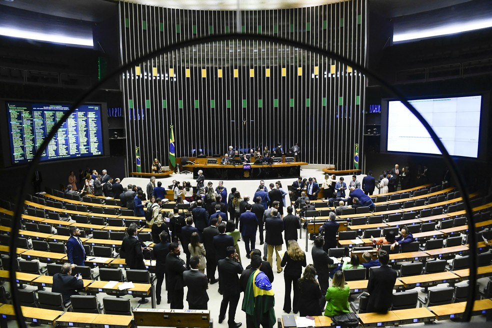 Congresso analisa vetos do presidente Lula durante sessão no plenário da Câmara — Foto: Marcos Oliveira/Agência Senado