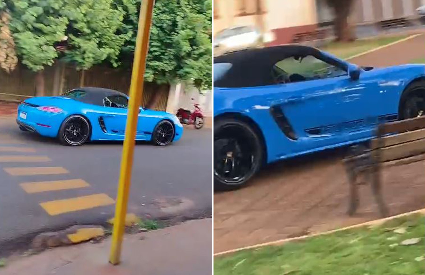 Motorista de Porsche em fuga da polícia invade praça em Ipuã, SP, e faz manobras arriscadas; vídeo