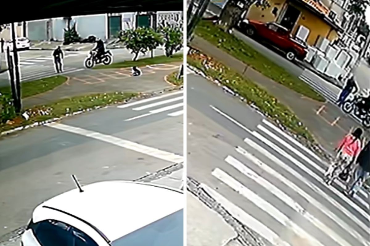Homem é atropelado por moto em faixa de pedestres em São José dos Campos; veja vídeo