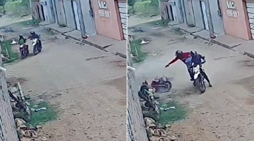 Crime registrado no Bairro Tiradentes em Juazeiro do Norte. Ninguém foi preso. — Foto: Reprodução/TV Verdes Mares